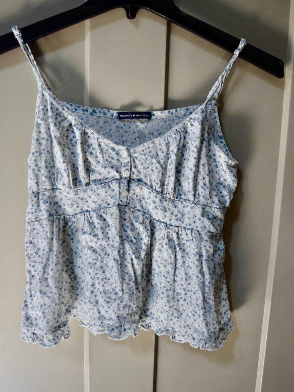 Brandy Melville Tiffany Blue Floral Baby Doll Top